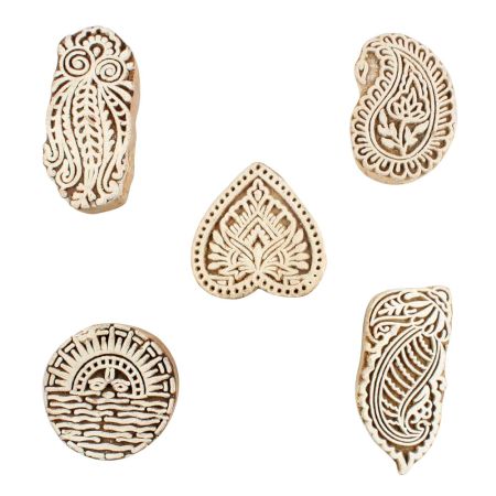 Set of 5 Piece New Mix Wooden Printing Blocks